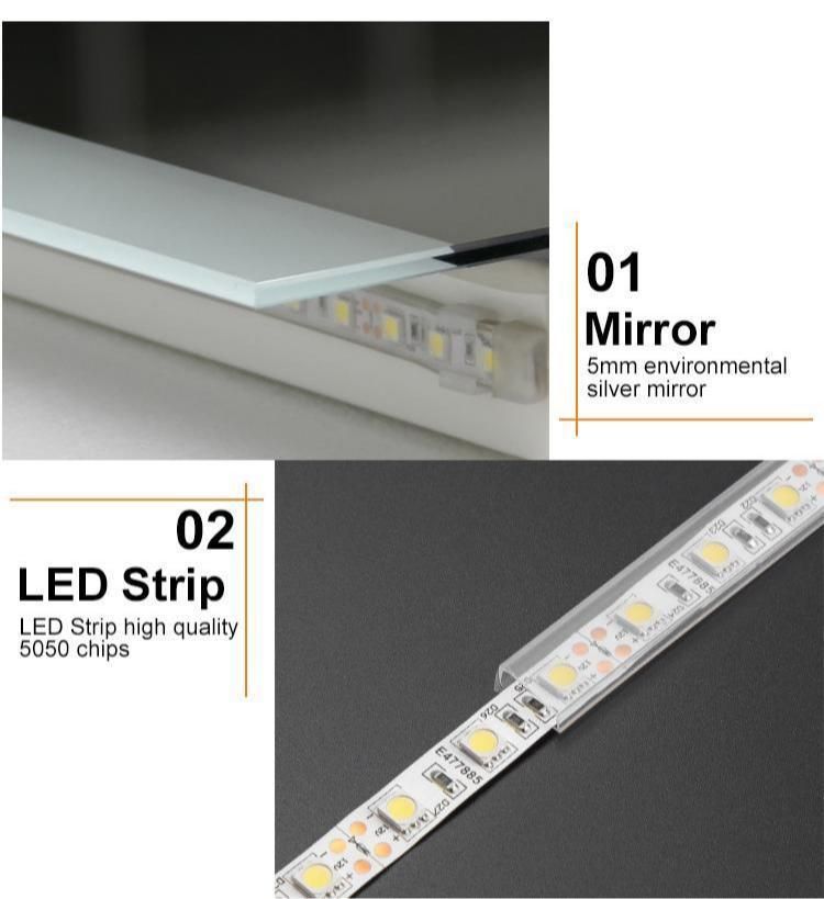 LED Intelligent Light-Emitting Bathroom Mirror with Touch Switch