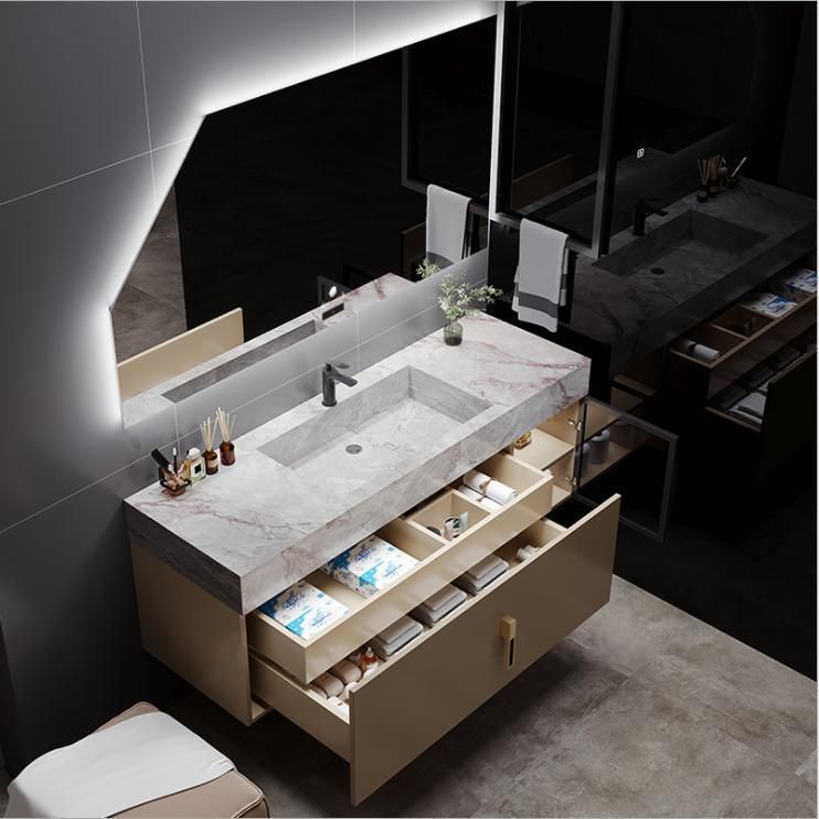 Intelligent Rock Plate Integrated Basin Bathroom Cabinet Combination Light Luxury Wash Basin Cabinet Simple Toilet Washstand
