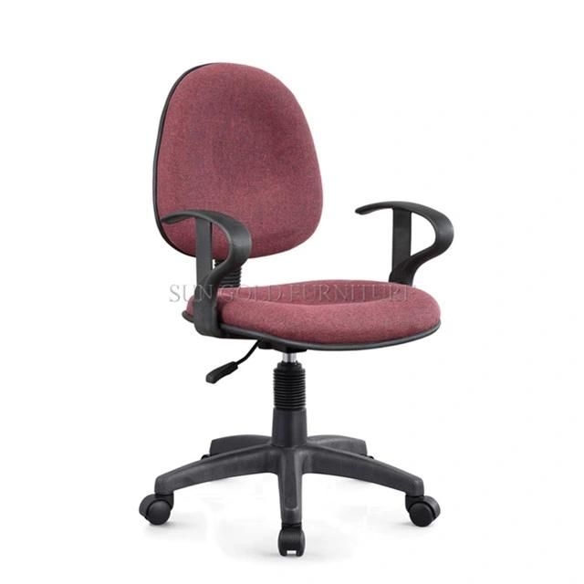 Red Armrest Fabric Swivel Staff Office Computer Chair (SZ-OC136Y)