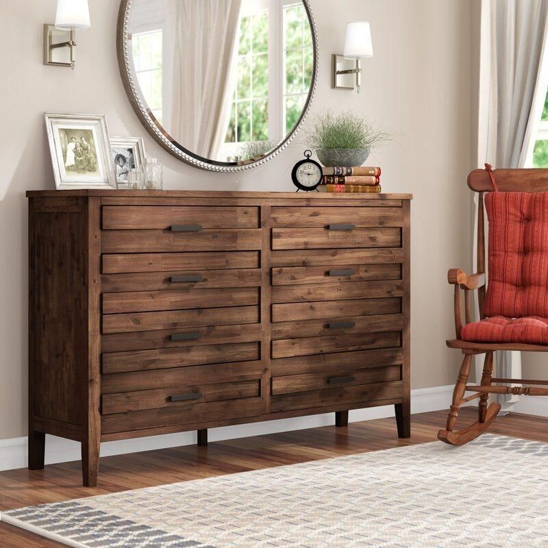 Classic Furniture Coffee Table Wooden Cabinet Walnut 8 Drawer Double Dresser Sideboard for Bedroom