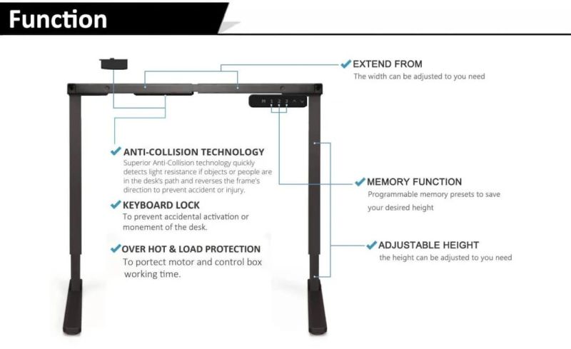 Quick Assembly New Design Single Motor Standing Desk