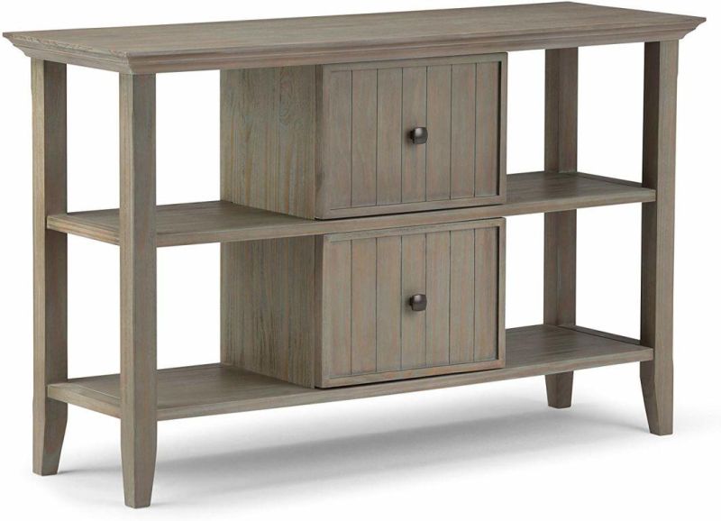 Grey Finish Rustic Console Sofa Table Desk with 2 Door