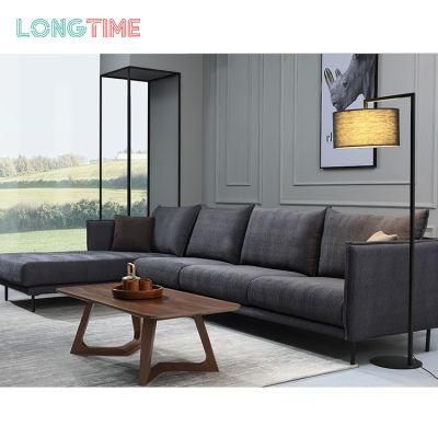 Luxury Classic Wood Lounge Chaise Sofa with Metal Legs