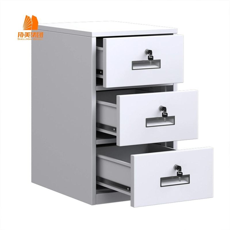 Metal Three-Drawing Office Desk with Lock File Cabinet, Modern Office Furniture.