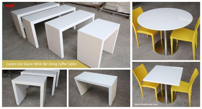 Customize Artificial Stone Solid Surface Square White Modern Chairs and Tables Restaurant Tables