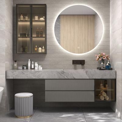 New Design Modern Solid Wood Bathroom Vanity Modern Melamine Plywood Wall Mounted Bathroom Vanity with Mirror Cabinet
