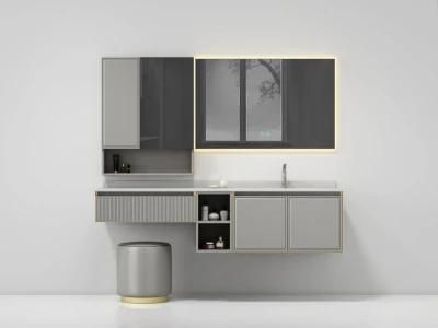 Modern and Luxury Gray Bathroom Cabinet with Side Mirror Cabinet