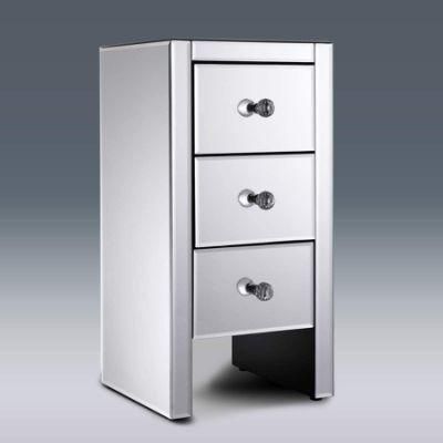 Glamour Style Mirrored 3 Drawers Nightstand Bedside Table