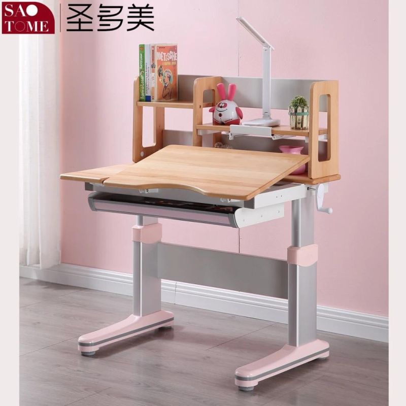 School Desk Family Kids Room Adjustable Rubberwood Kids Desk