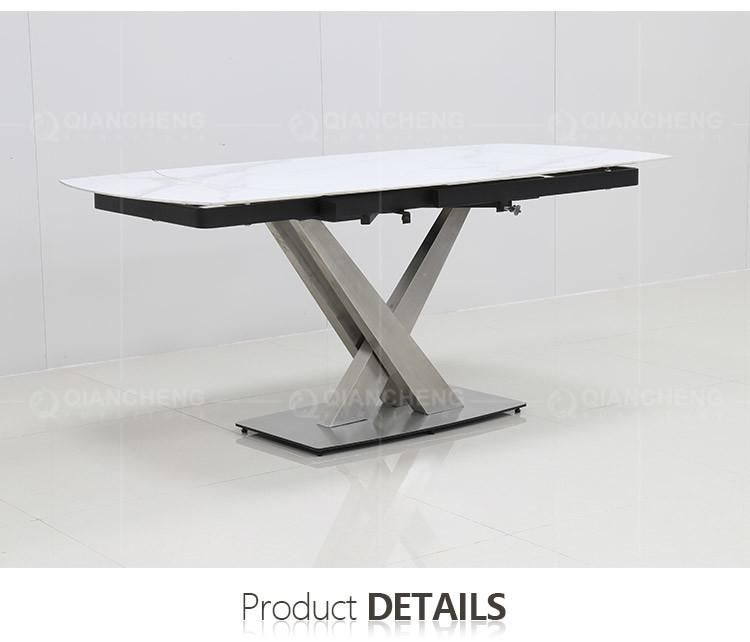 Modern Dining Room Furniture Set Stone Top Extendable Dining Table