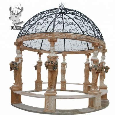 Modern Outdoor Garden Stone Products Large Hand-Carved Marble Gazebos Garden Stone Gazebo for Sale