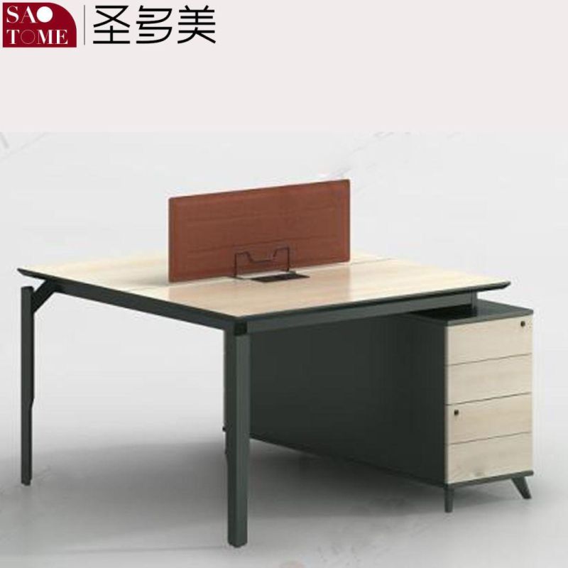 Modern Office Furniture Ordinary Four-Person Office Desk with Side Cabinet