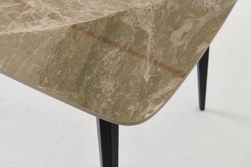 Hot Sale Carbon Steel Legs Grey Rock Plate Table