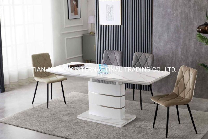 Factory Wholesale Luxury Italian Marble Dinner Table and Chairs 6 Dining Chairs Modern Dining Room Furniture
