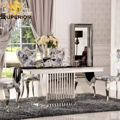 2020 Latest Design Silver Metal Modern Black Marble Dining Table