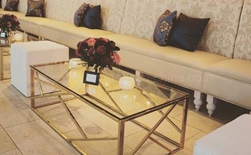 Modern Gold Galss Tea Coffee Table For Wedding And Events