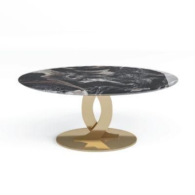 Good Quality OEM/ODM Modern Gold Stainless Steel Living Room Furniture Luxury Black Marble Coffee Table