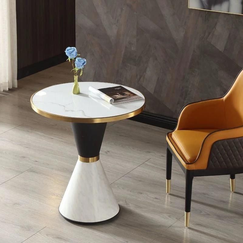 New Design Marble Top Coffee Table Modern Style Gold Metal Accent Tea Table Luxury Home Furniture Bed Sofa Side End Tables