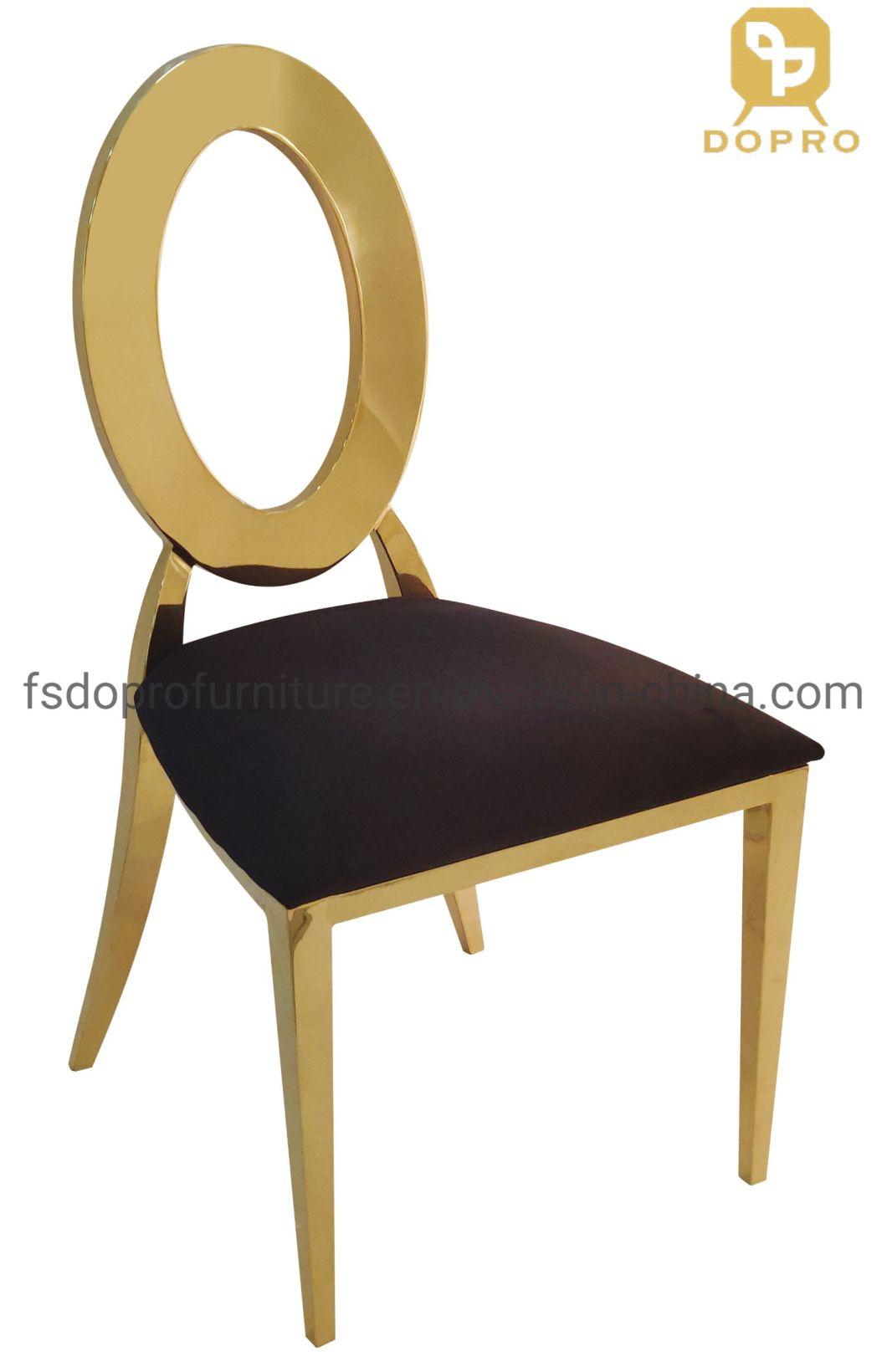 Luxury Modern Titanium Gold Plated Stainless Steel Dining Chair for Wedding and Event