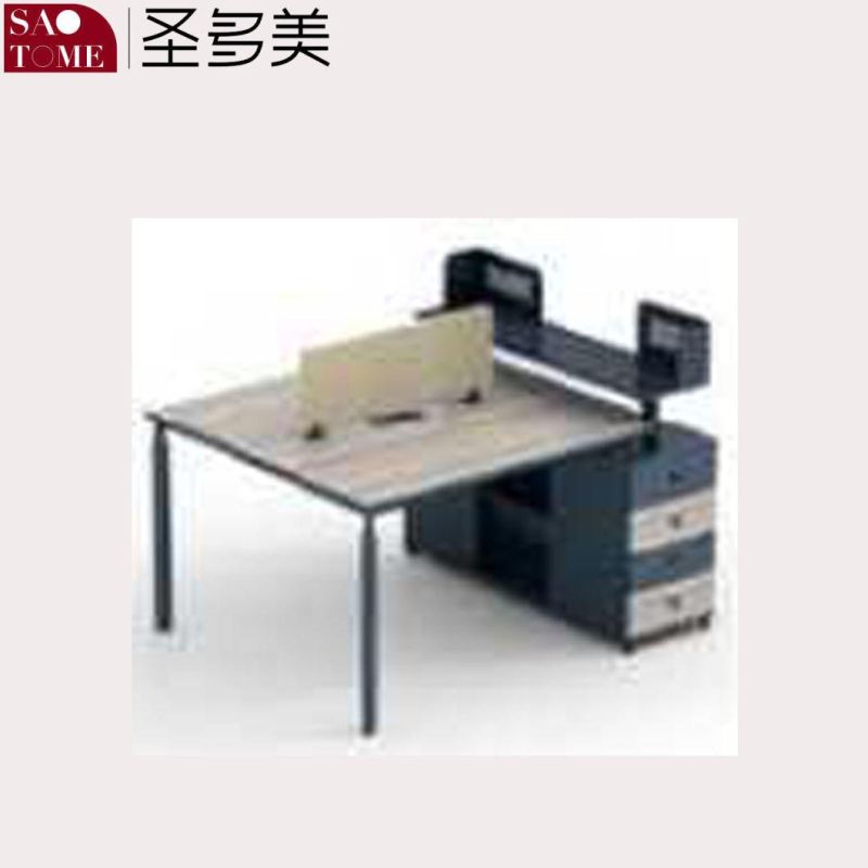 Modern Office Furniture Desk for Two People with Screen Clip and File Rack Work Table