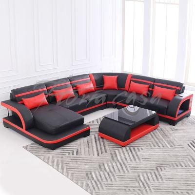 Modern Functional LED American Design Leisure Home Living Room Sofa Furniture Set European Genuine Leather Couch