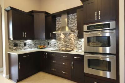 Modern Modular Solid Wood Kitchen Cabinets Gray Shaker Chinese Factory