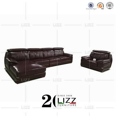 Classical Contemporary Design Home Furniture Decoration Living Room Brown Genuine Leather Sofa