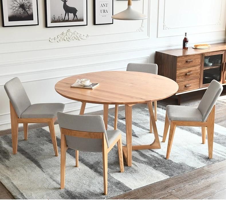 Nordic Wooden Dining Table Set Hotel/Home Furniture Fabric Wood Chair Promotion Models