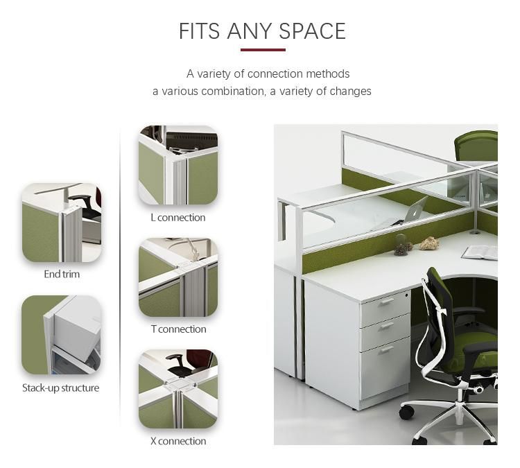 Fashion Partition System Desk Design Modular U Shaped 4 Person Workstation Office Furniture