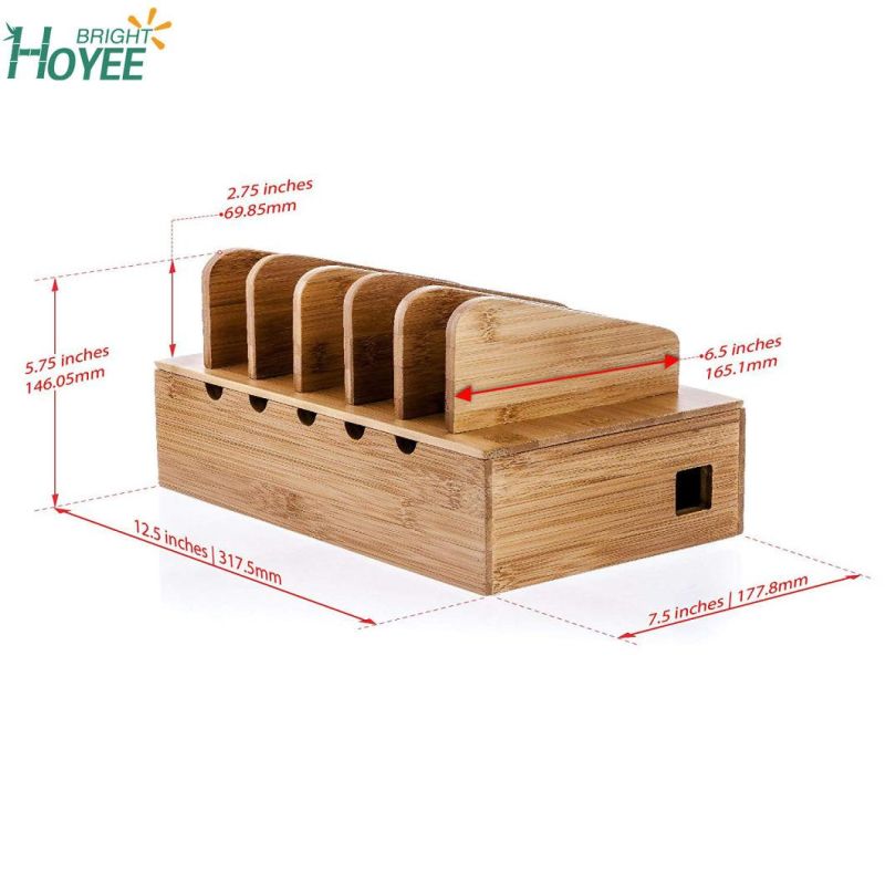 Natural Bamboo Charging Station Rack for Smartphones and Tablets