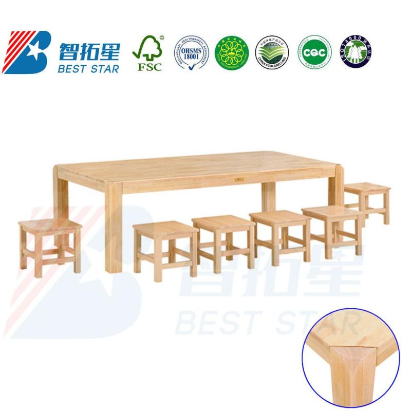 Preschool Study Table, Multi-Function Children Rectangle Solid Wood Table, School Classroom Student Table, Kindergarten Drawing Table