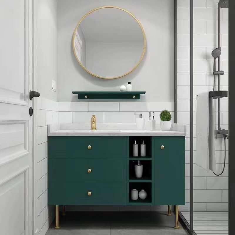 Golden Solid Wood Bathroom Modern Wall MDF PVC Hotel Furniture