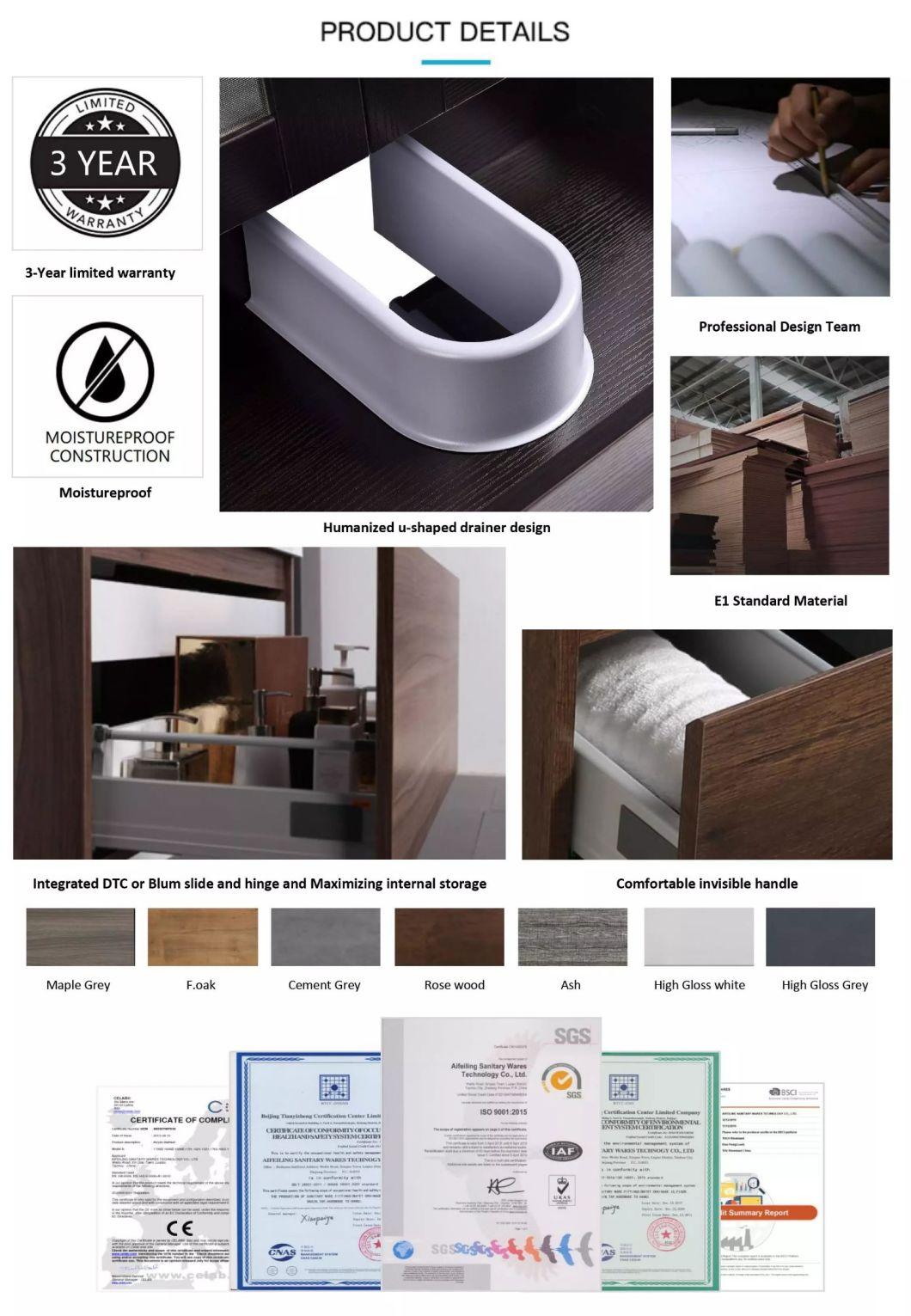 Wave Grey Marble Floor Modern Wooden Hotel Bathroom Furniture