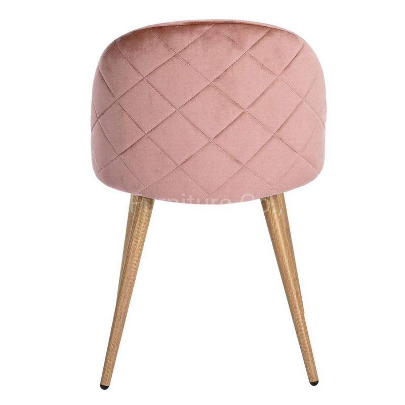 Luxury Nordic Hotel Restaurant Event Cafe Pink Velvet Fabric Dining Room Leisure Chair Home Furniture