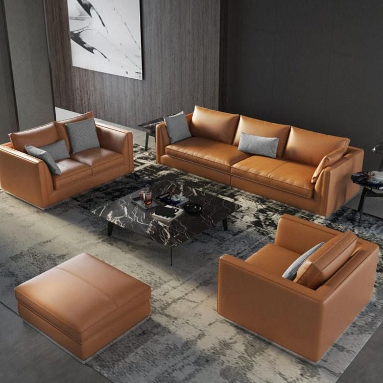 High Quality Factory Sale New Modern Coffee Color Leather Office Sofa Set