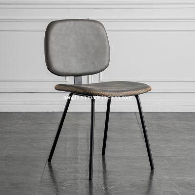 Italian Furniture Restaurant Dining Room Metal Frame Grey Fabric Chair