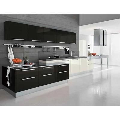 Customized Professional Luxury Modular Kitchen Furniture Black Melamine Modern Wooden Kitchen Cabinets