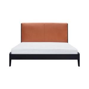 Modern New Design Leather Bed with Wood Base