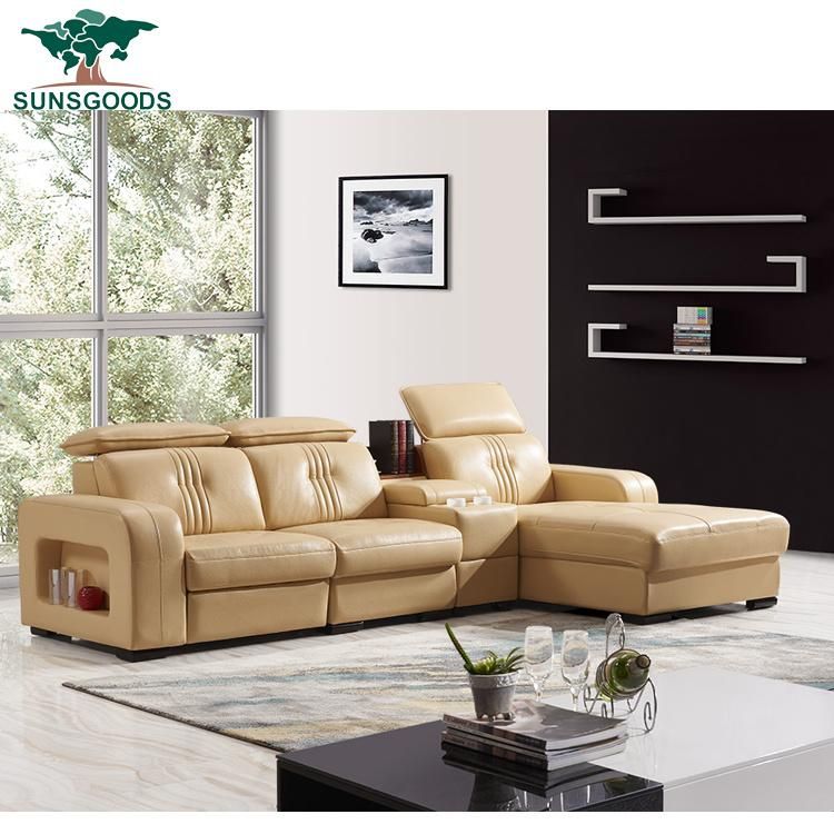 Italy Home Modern Leisure Comfortable Chaise Living Room Furniture Leather Sofa (L13#4)