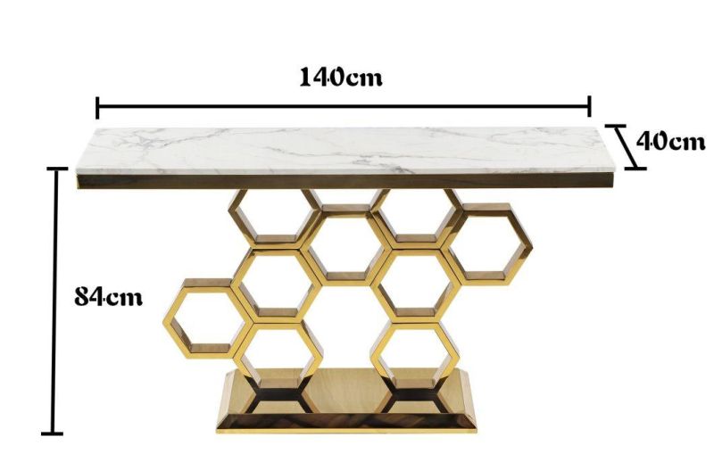 Unique Luxury Design Glod Stainless Steel Tempered Marble Top Rectangle Dining Table Home Living Room Furniture