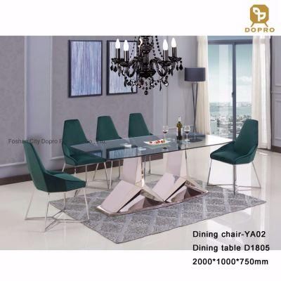 2020 New Design Modern Clear Glass Top Dining Table Set for Home Furniture