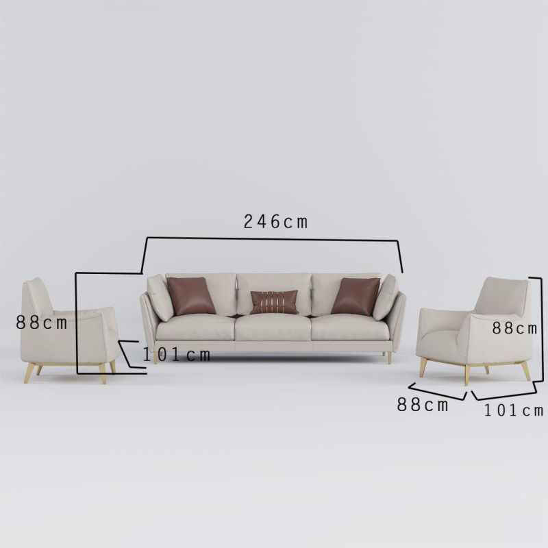 Modular Nordic Style Luxury Hotel Home Couch Set Modern Living Room Grey Genuine Leather Sofa