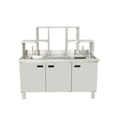 Stainless Steel Kitchen Cabinet with 2 Washing Sinks