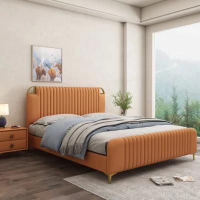 Commercial Latest Wooden Home Bedroom Storage Leather Bed