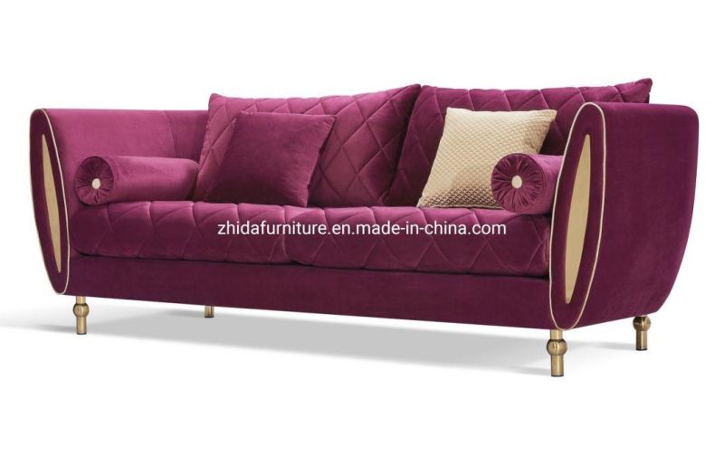 10% off Zhida Middle East Home Living Room Furniture High Class Hotel Lobby Sofas Modern Luxury Design Velvet 1 2 3 Sectional Sofa for Villa