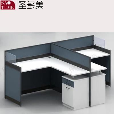 Office Furniture Two-Seater Desk with Fixed Cabinet