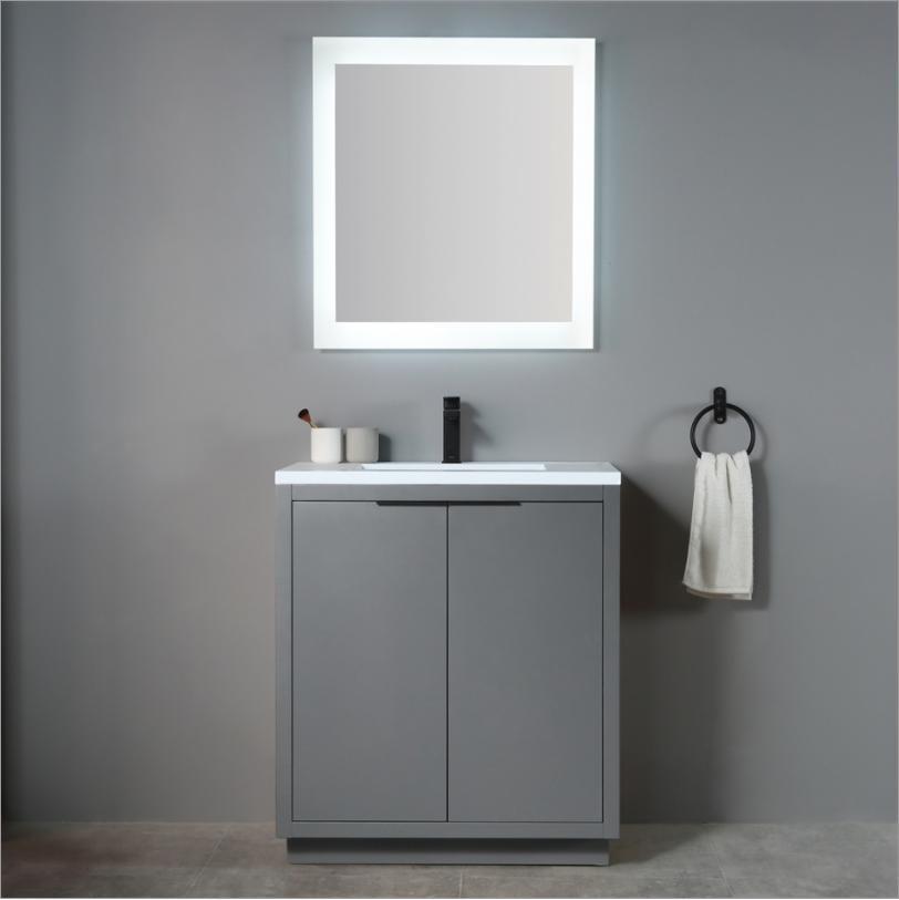 Modern Solid Wood Bathroom Cabinet Simple with Ceramics Contertop