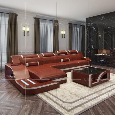 New Arrival Modern Classical Match Color Living Room Lounge High a Genuine Leather Sofa