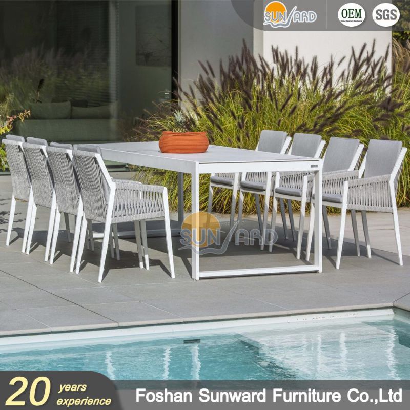 Customized Modern Hot Sale Weaving Wicker Rattan Polyester Rope Home Resort Hotel Indoor and Outdoor Restaurant Dining Furniture Chair and Table