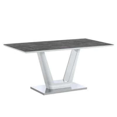 Wholesale Modern Restaurant Office Furniture MDF High Gloss Table Metal Steel Dining Table for Home Outdoor